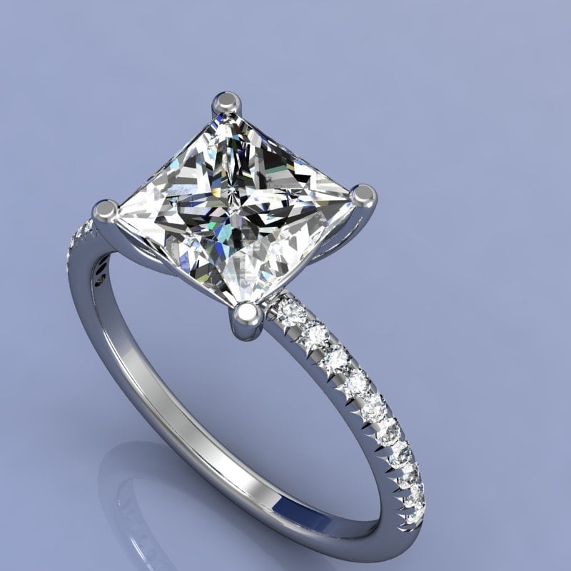 Luna Jewels - Princess cut engagement ring with micro pave'd diamonds ... Luna Jewels - Princess cut engagement ring with micro pave'd diamonds ...