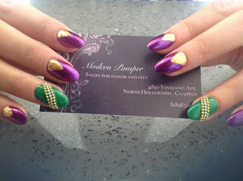 My Mardi Gras nails!! Done by the amazing Lily! | Yelp