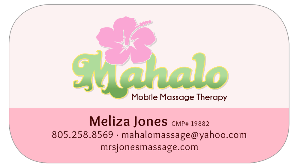 Mahalo Mobile Massage business card | Yelp