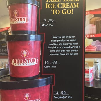 cold stone ice cream sizes and prices