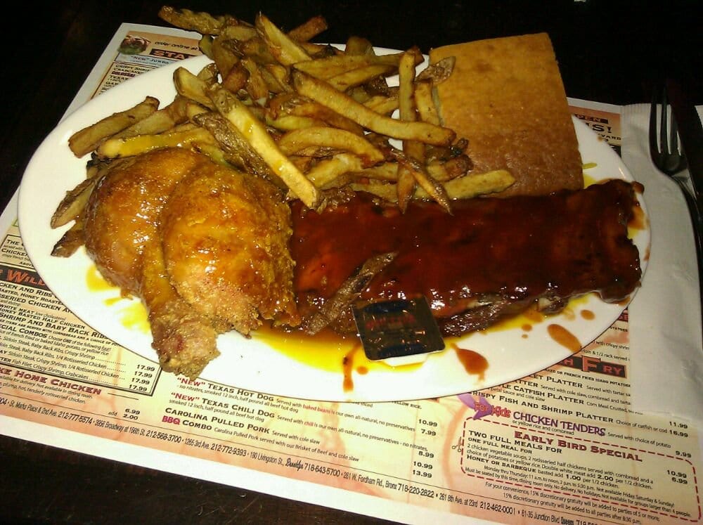 Honey Chicken, bbq ribs, fries & cornbread dallas bbq! Its a must! Yelp