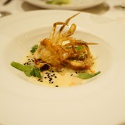 Soft Shell Crab with White Polenta, Pickled Ginger, Sesame and Lime