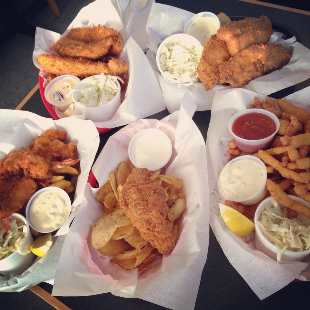 Alaskan cod, lingcod, halibut fish and chips, fried shrimp, chicken