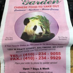 China Garden Chinese 1251 W Pratt St, Pigtown/Washington China Garden Chinese 1251 W Pratt St, Pigtown/Washington