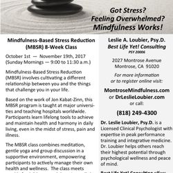 Mindfulness based stress reduction