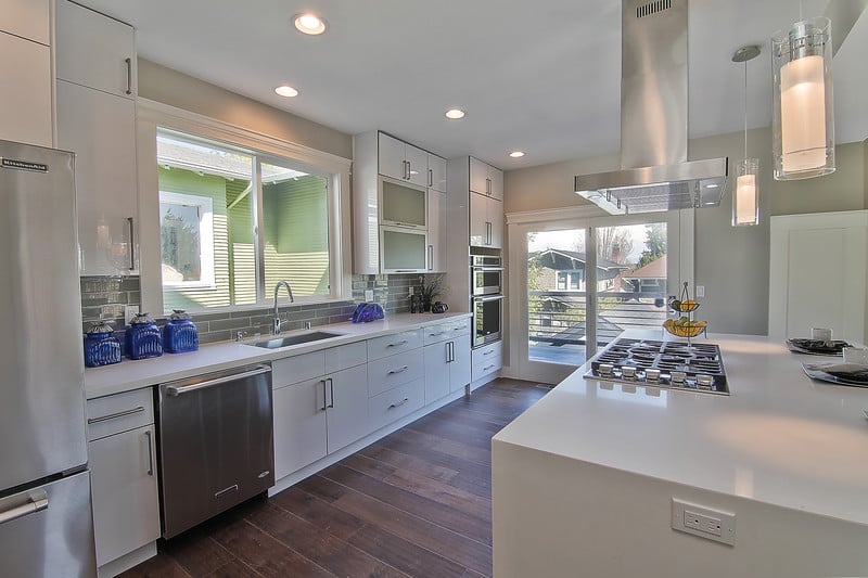 White Flat Panel Acrylic Cabinets With Pure Quartz Countertops Photo Of Pius Kitchen Bath Seattle Wa United States White Flat