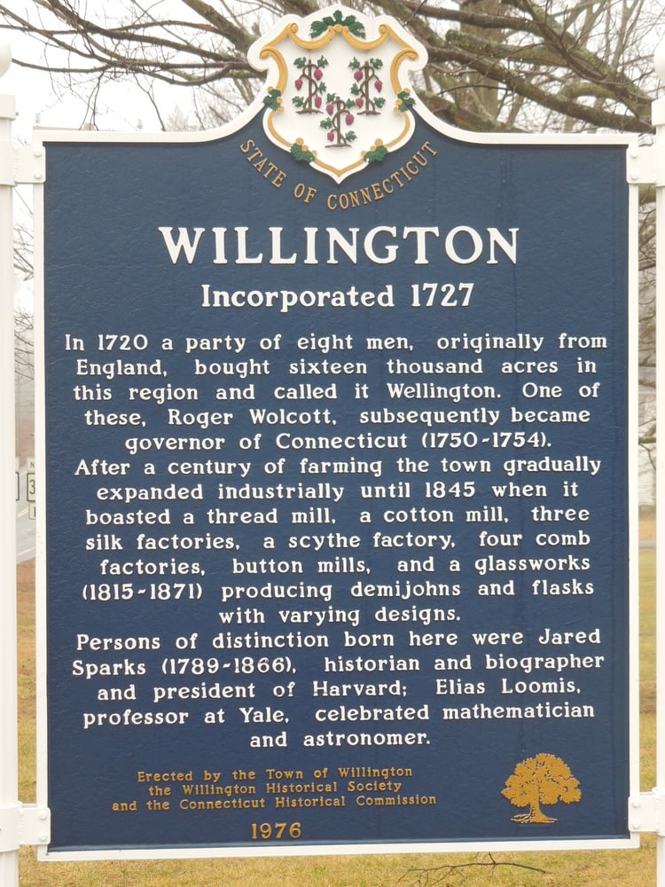 Willington Historical Marker Landmarks & Historical Buildings Tolland Turnpike And