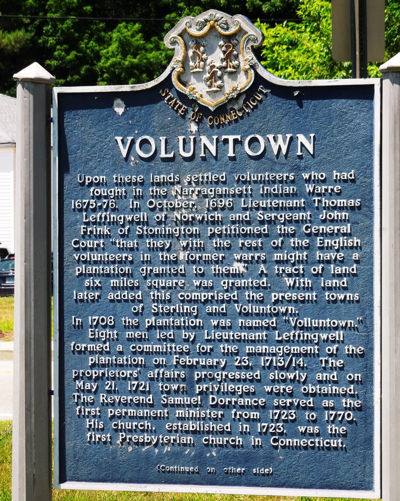 Voluntown Historical Marker Landmarks & Historical Buildings Route