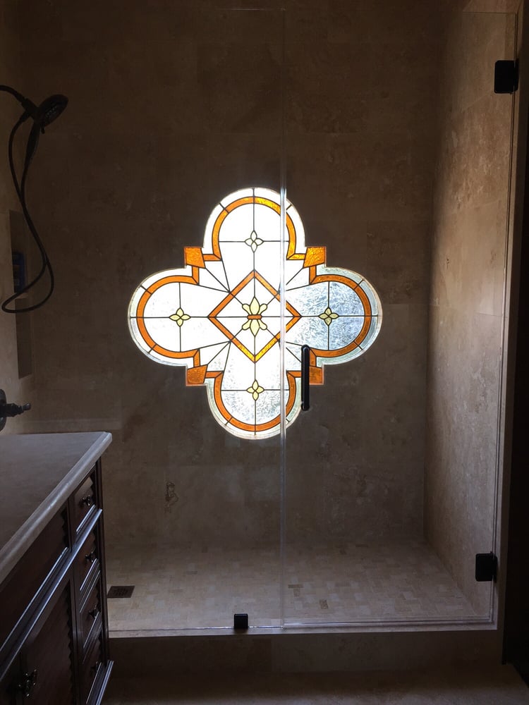 Frameless Glass Shower Door And Quatrefoil Window Perfect Photo Of Orange County Glass Solutions Costa Mesa Ca United States Frameless
