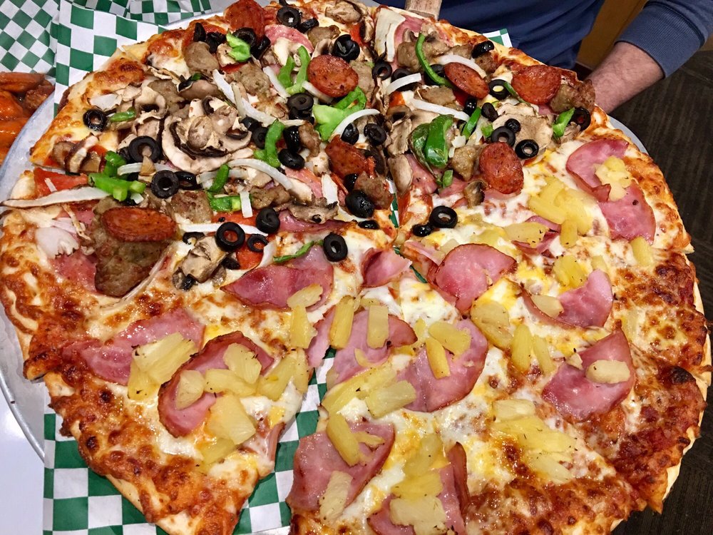 Large Pie With Half King Arthur Supreme And Hawaiian On Their Photo Of Round Table Tustin Ca United States Large Pie With