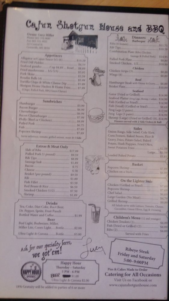 Online Menu of Cajun Shotgun House & BBQ Restaurant, Greenville
