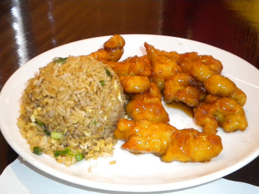 The Orange Chicken lunch special with fried rice for 8.00 Yelp