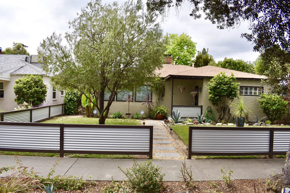 Custom Designed Corrugated Metal And Wood Fence Valley Village Yelp Photo Of Celtic Nature Landscape Design Los Angeles Ca United States Custom
