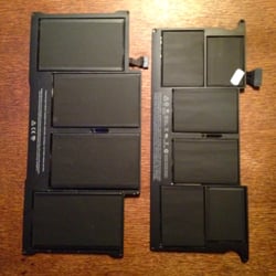 Photo of L2 Computer - Manhattan, NY, United States. Left: Battery that came w/my Air I needed to replace, matching the photo and model L2 (laptop_mb_seller) advertised. Right: What they sent.