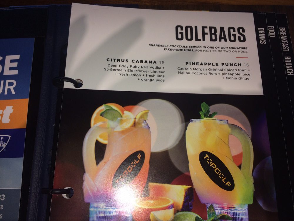 Description Of Golf Bag Which Says The Drink Is Served