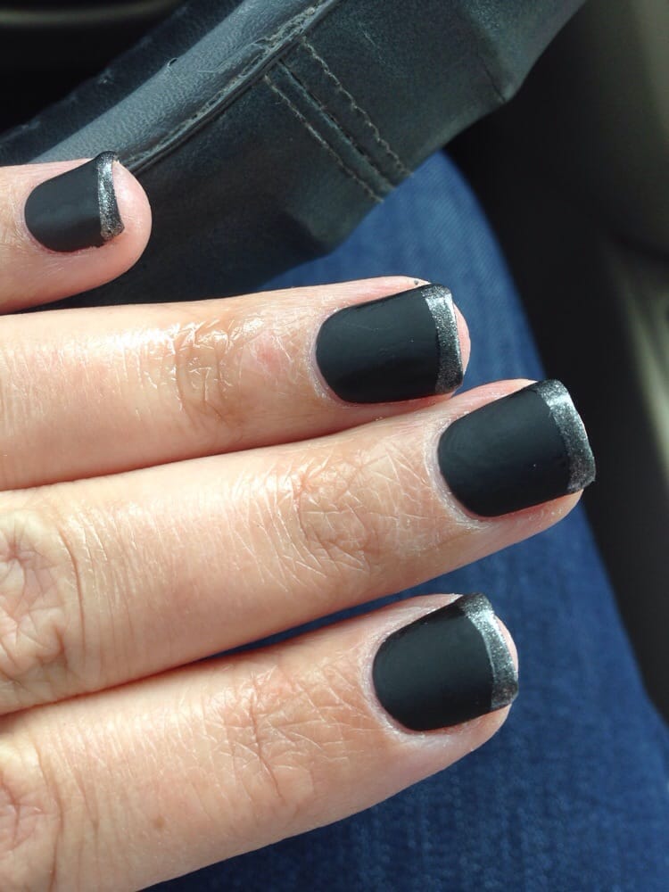 Matte Black With Silver Tips Gel Mani Yelp Photo Of Five Star Nails Spas Phoenix Az United States Matte