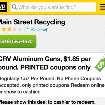 Getting coupons from recycling centers