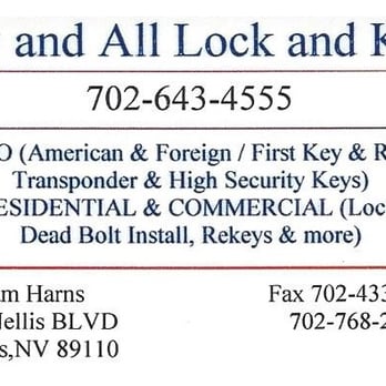 Any And All Lock Key Keys Locksmiths 1107 N Nellis Blvd Photo Of Any And All Lock Key Las Vegas Nv United States
