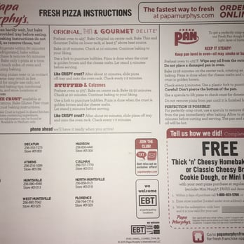 papa murphy pizza baking instructions