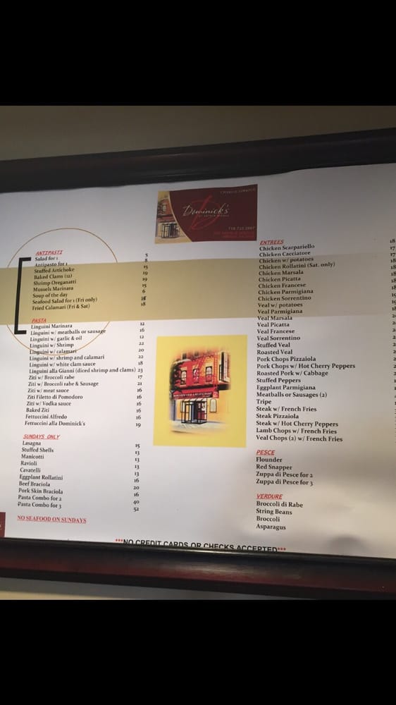 Menu on the wall Yelp