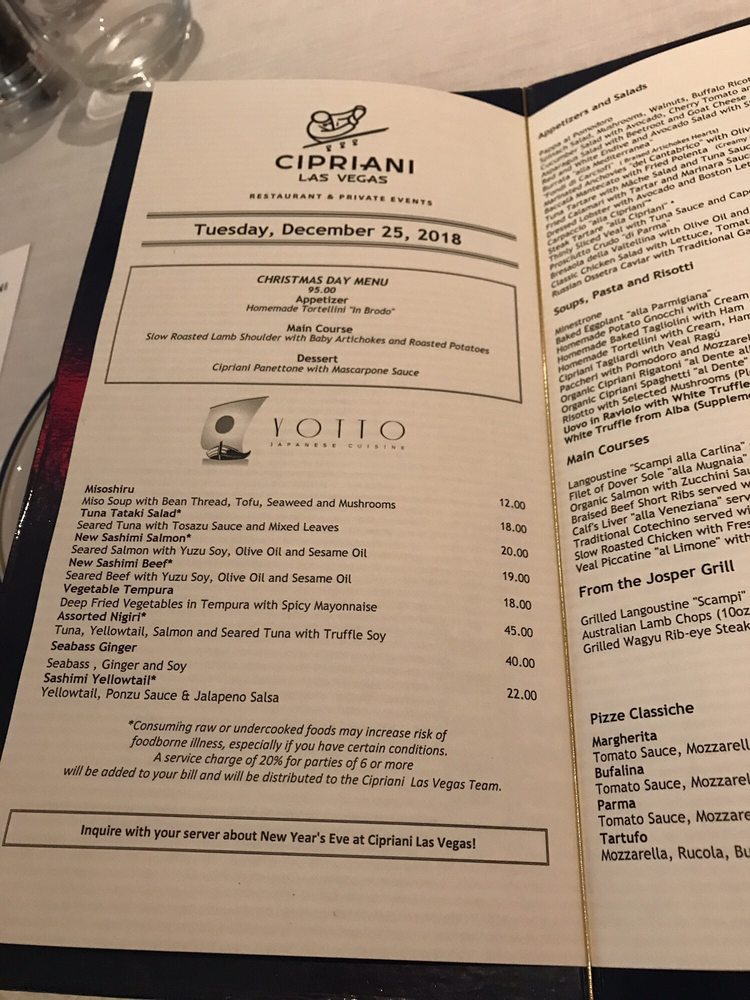 Online Menu Of Cipriani Las Vegas Restaurant Nevada Menu Of Cipriani Las Vegas Restaurant