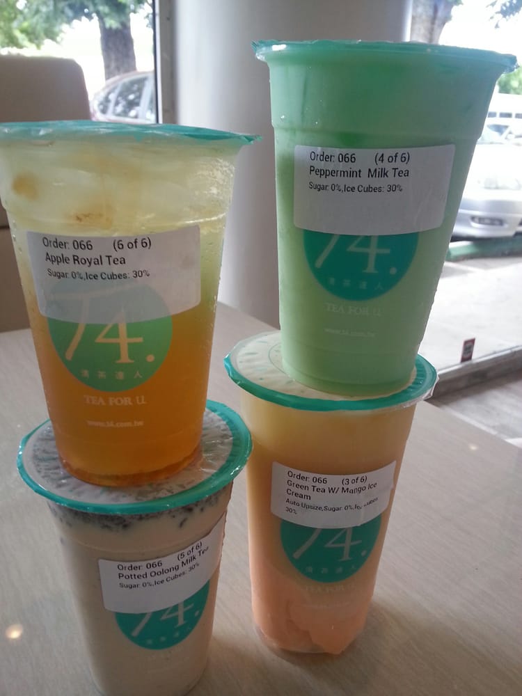 Regular apple royal tea, peppermint milk tea, potted ...