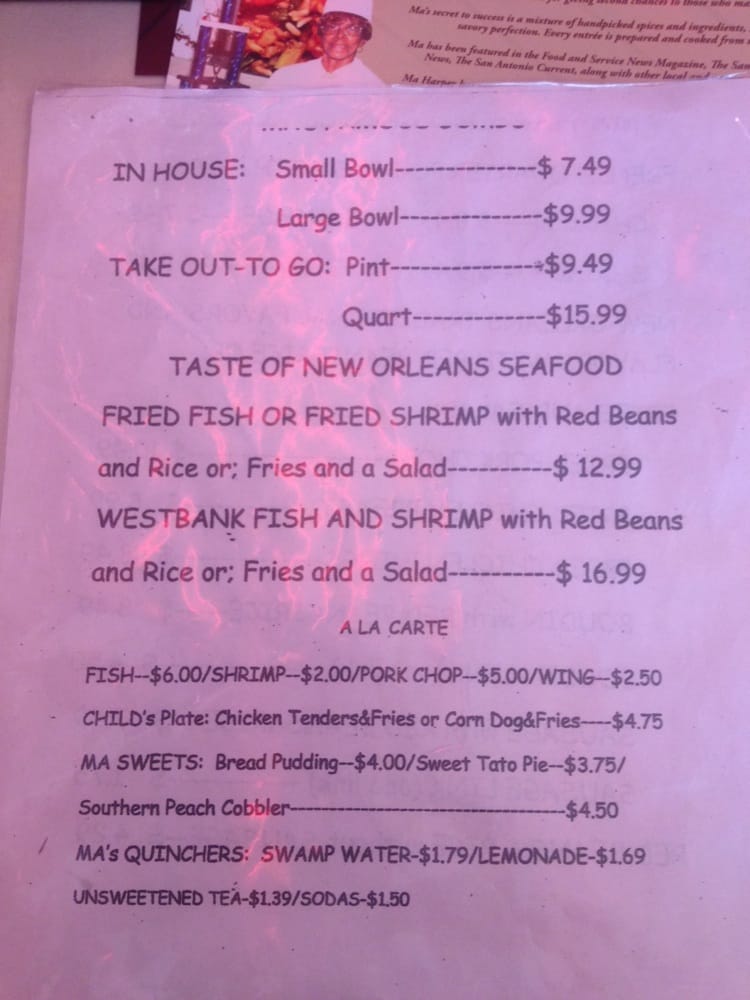 Ma Harper S Creole Kitchen Menu Ma Harper S Creole Kitchen Menu