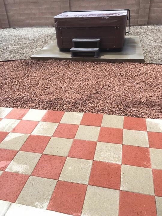 Paver Patio Red Gravel 3 4 Grey Concrete Slab For Hot Tub Photo Of Martinez Design Scape Rio Rancho Nm United States Paver