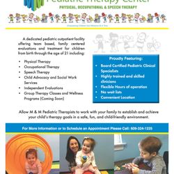 m m pediatric therapy center occupational therapy 23659 columbus occupational therapy flyer