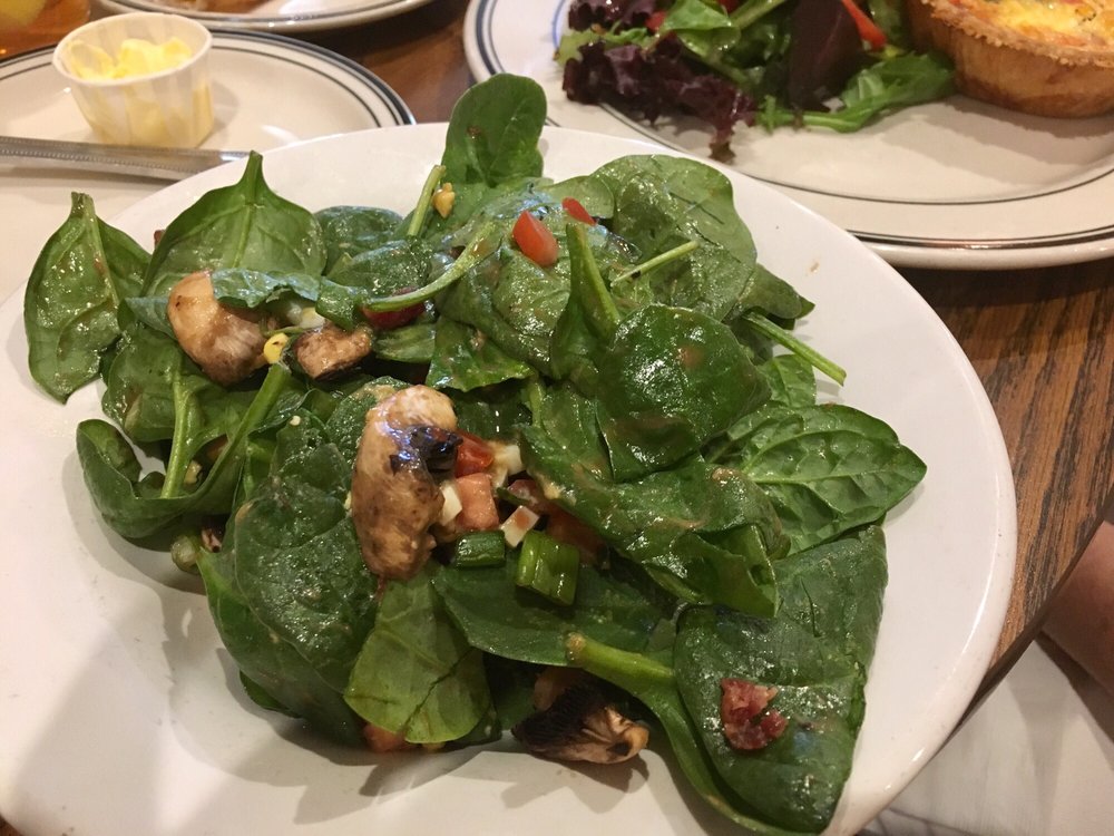 Spinach salad with chopped eggs, Bacon and a terrific ...