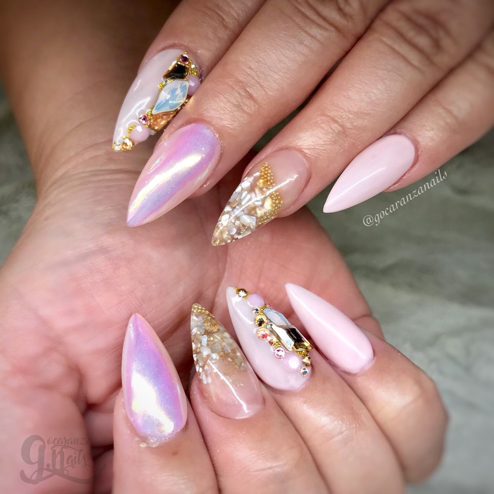 Acrylic Fill Gel Polish Designs Swarovski Crystals Photo Of Lupe Ocaranza Nails Los Angeles Ca United States Acrylic Fill