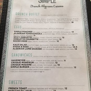 simple cafe menus