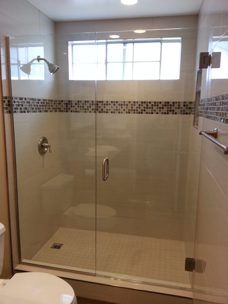 3 8 Frameless Door And Panel Using Channel On The Stationary Photo Of The Shower Door Huntington Beach Ca United States 3