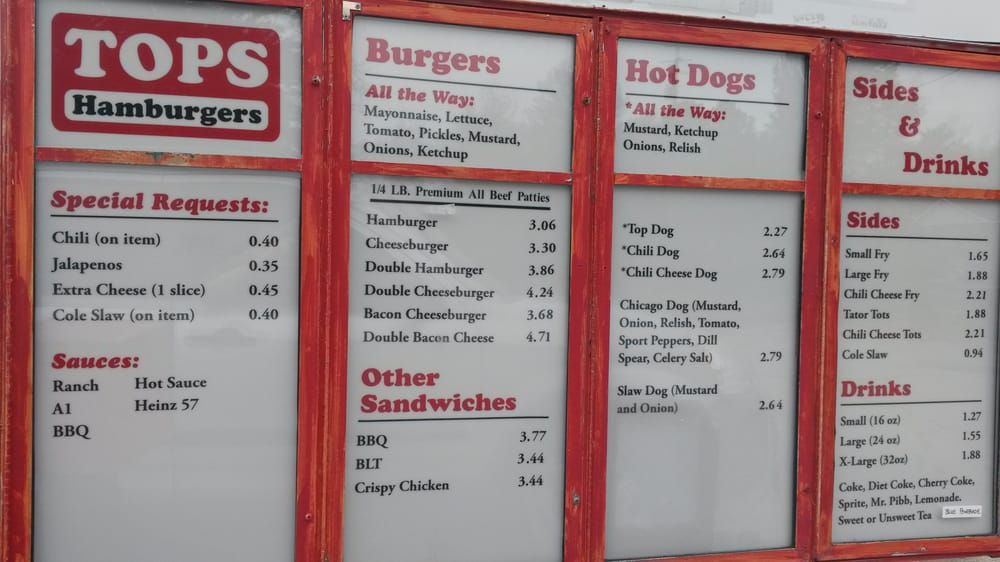 Tops Choice Hamburgers 13 Reviews Burgers 1067 E John Sims Pkwy