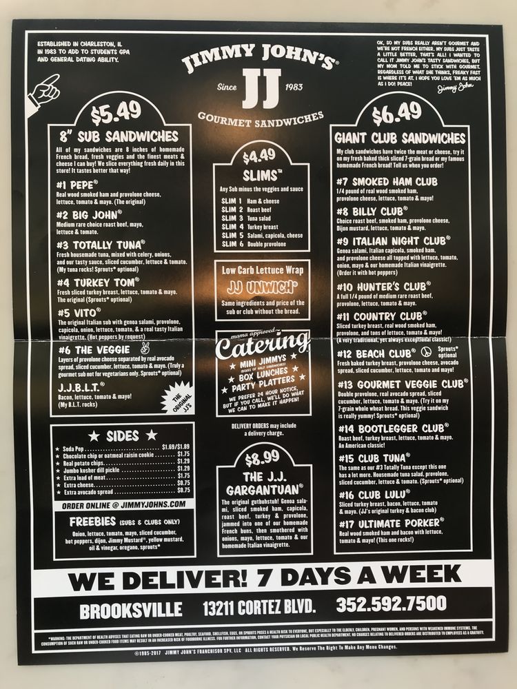 Jimmy Johns Sandwiches 13211 Cortez Blvd, Brooksville, FL