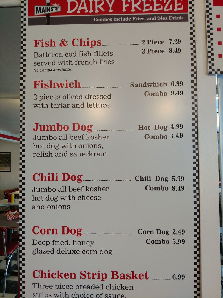 Online Menu of Main St Dairy Freeze Restaurant, Sumner, Washington