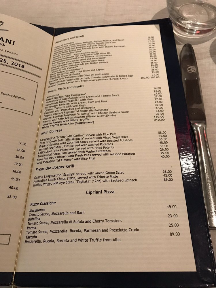 Online Menu Of Cipriani Las Vegas Restaurant Nevada Menu Of Cipriani Las Vegas Restaurant