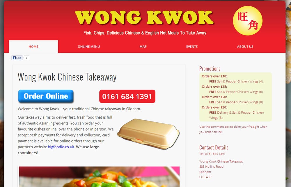 Wong Kwok Chinese Takeaway Fast Food 838 Hollins Road, Oldham