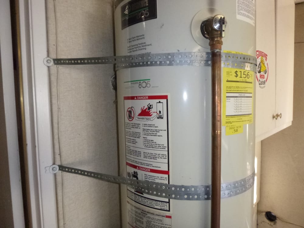 Improperly strapped water heater Yelp