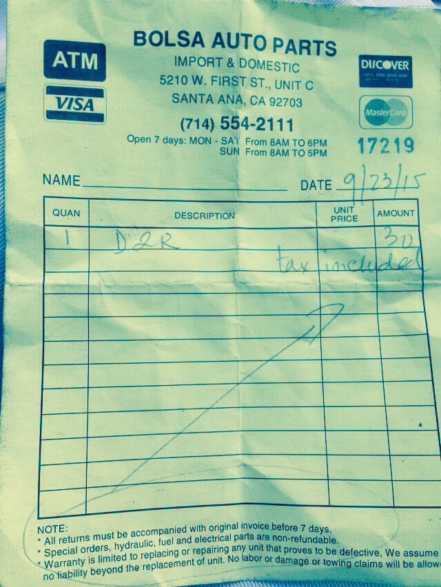 bolsa auto part receipt yelp