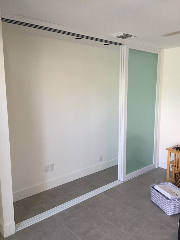 Frosted Sliding Glass 3 Panel On Triple Track System Yelp Photo Of Sliding Door Solutions Palm Desert Ca United States Frosted