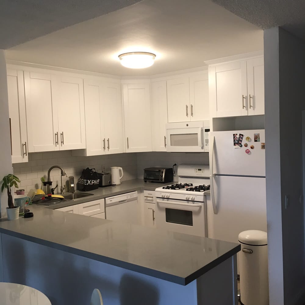 After Beautiful Shaker Cabinets With Brushed Steel Pulls Gray 63 Photos For Glendale Tiles And Tops