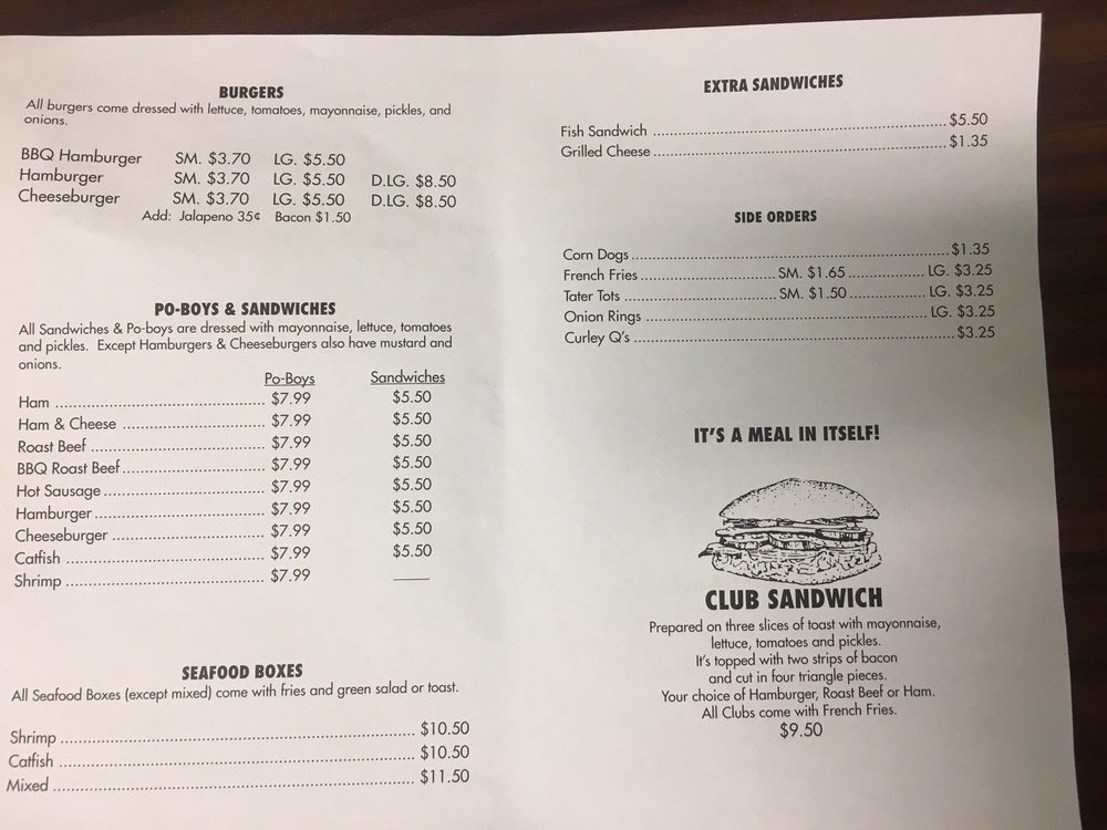 Online Menu Of Dixie Maid Drive In Restaurant Baton Rouge