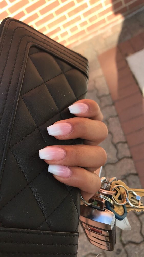 Ombré Pink White Acrylic Coffin Shape By Tracy Yelp Photo Of Color Touch Hair And Nail Arlington Va United States Ombré