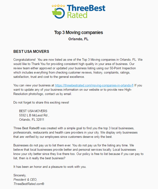 Press Release For Orlando S Best Moving Company Of 2017 Usa Press Release For Orlando S Best Moving Company Of 2017 Usa Movers Yelp