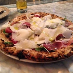 Photo of Il Casaro Pizzeria & Mozzarella Bar - San Francisco, CA, United States. This is the Prosciutto Pizza with delicious fresh prosciutto San Daniele, arugola and Parmigiano cheese