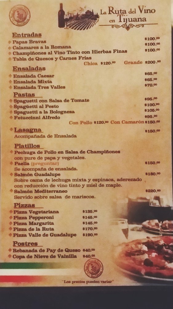 La Ruta del Vino en Tijuana Italian Prol. Paseo de los Heroes 13990