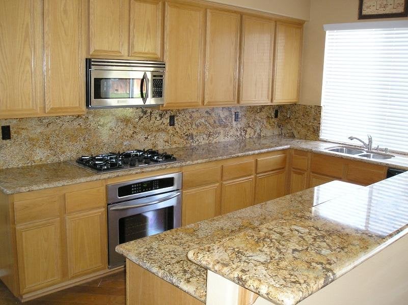 Kitchen Backsplash Height exotic granite with full height back splash in kitchen - yelp Kitchen Backsplash Height exotic granite with full height back splash in kitchen - yelp