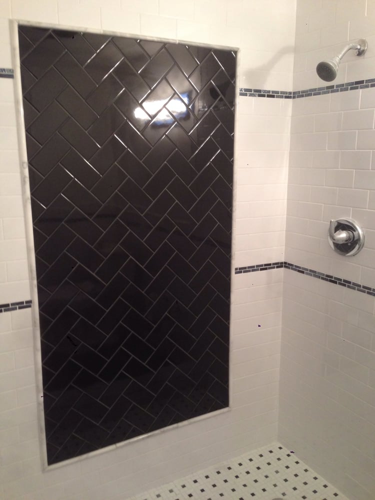Downtown Subway Tile Bathroom With Black Herring Bone Photo Of Exclusive Home Design Brooklyn Ny United States Downtown Subway Tile
