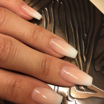 Coffin nail shaped with French ombré. These are my REAL